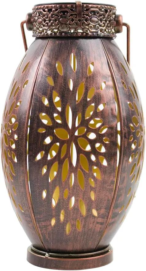 pearlstar 2 Pack Solar Lanterns Hanging Light Outdoor Waterproof Decorative Metal Solar Lamp for Table Garden Yard Patio Pathway,Copper,Birthday Gifts for Women Mom Men,Flower by GreenHaven Gardens