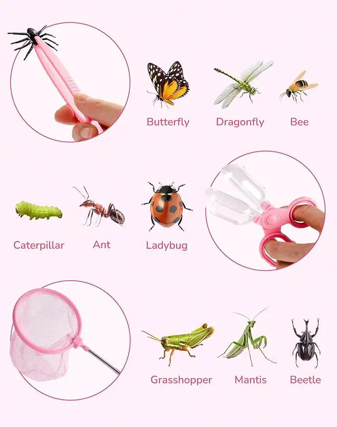 ROBUD Kids Explorer Kit, Bug Catcher Kit with Bag Kit, Pink Outdoor Exploration Set for Camping, Montessroi Toy for Kids Coming Closer to Nature，WRP28 by GreenHaven Gardens