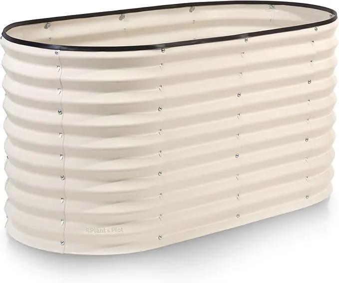 Galvanized Raised Garden Beds Outdoor // 4×2×2 ft Planter Raised Beds for Gardening, Vegetables, Flowers // Large Metal Garden Box (White) // Patented Tool-Free Design by GreenHaven Gardens