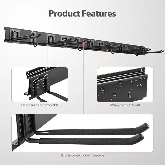 Garage Organizer Wall Mount, 64 Inch Garage Storage Organization, 20PCS Heavy Duty Garden Tool Organizer, Adjustable Tool Storage Rack Hooks, Yard Shed Tool Organizer, Hold Max 900 lbs by GreenHaven Gardens