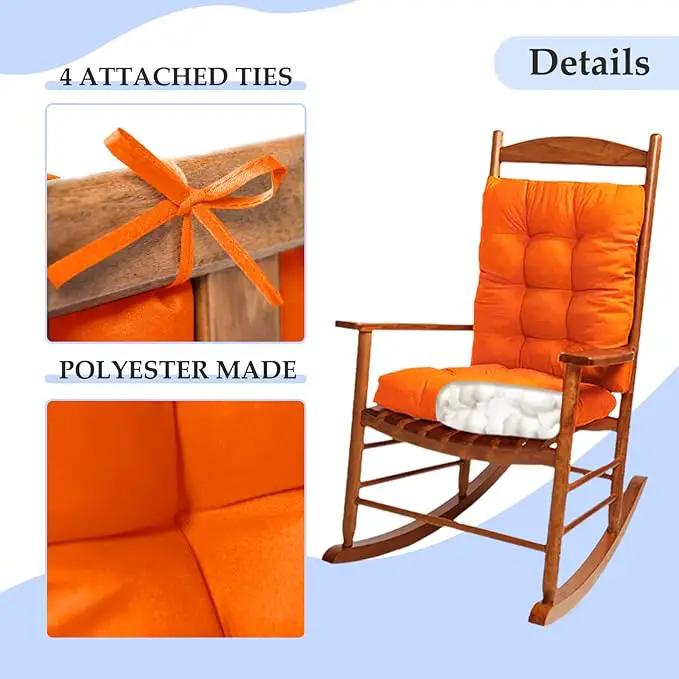 Patio Seat Cushions Set of 1, Indoor Outdoor Furniture Cushions, Tufted Rocking Chair Cushion Pad, Orange by GreenHaven Gardens