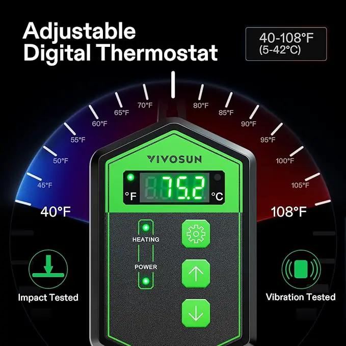 VIVOSUN 10"x 20.75" Seedling Heat Mat and Digital Thermostat Combo Set, UL & MET-Certified Warm Hydroponic Heating Pad for Germination, Indoor Gardening, Greenhouse