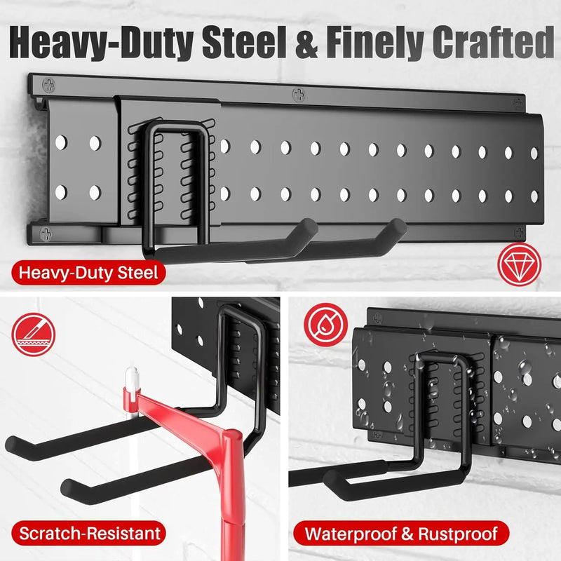 Garage Tool Organizer Wall Mount 64 inches with 13 Adjustable Heavy-Duty Hooks, Garage Organization, Garden Tool Storage Rack, Yard, and Shed, Holds Up to 520 lbs by GreenHaven Gardens