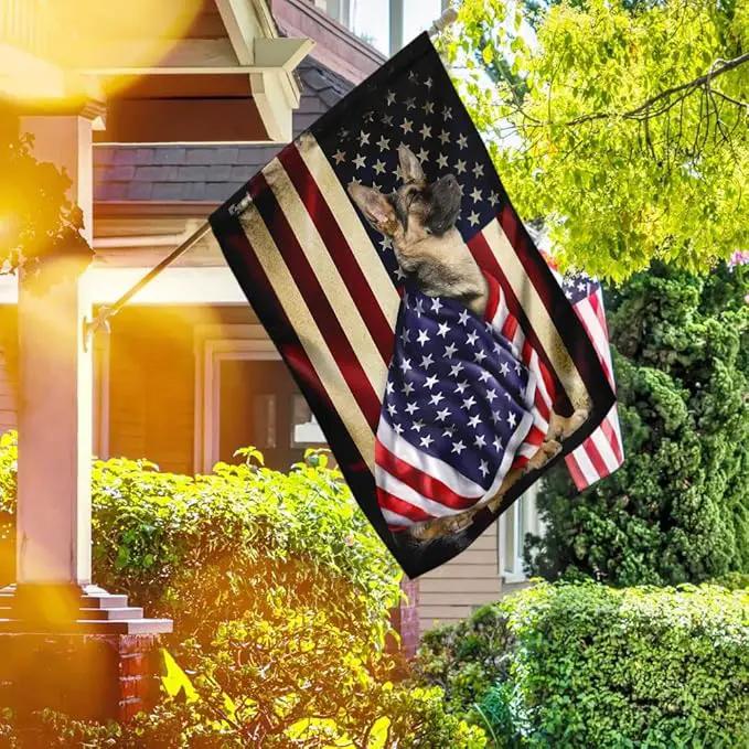 FLAGWIX German Shepherd Flag - Outdoor Decorations, 29.5" x 39.5" House Flag for Porch, Patio, Wall Decor, Heavy-Duty Canvas Garden Home Decor Double Sided by GreenHaven Gardens