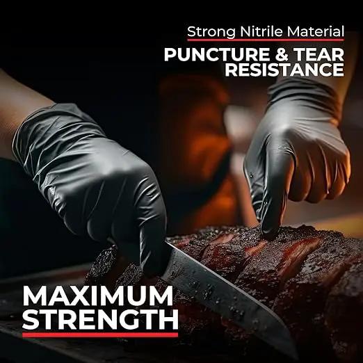 Heavy Duty 6 Mil Black Nitrile Gloves - Disposable, Latex & Powder Free | Mechanic, Food Prep & Tattoo | Rubber Gloves for Cooking, Cleaning & Household |Bulk Case of (1000)