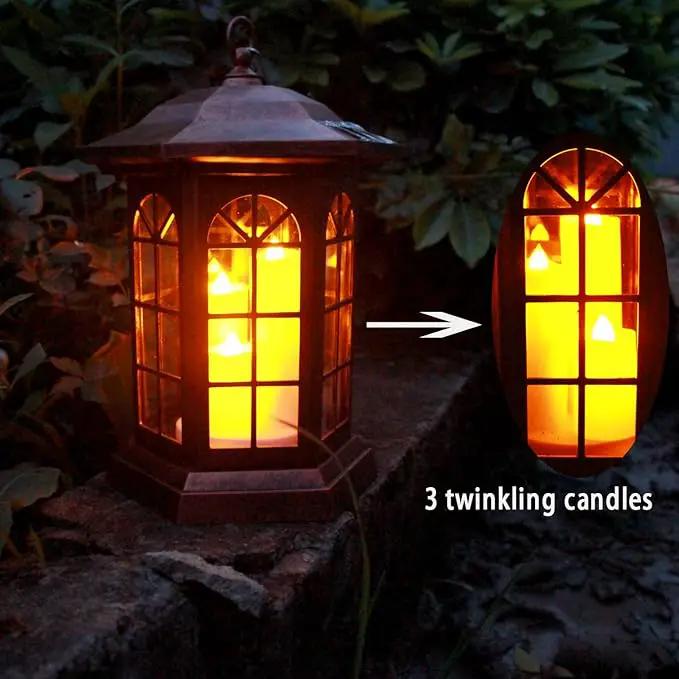 Solar Outdoor Waterproof Hanging Lantern, Yard Decorative Solar Lights PVC Upgrade 3 LED Flickering Flameless Candle Decorative Lights for Garden(Garden Candle) by GreenHaven Gardens