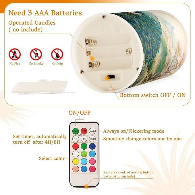 Flickering Flameless Candles, Peacock Garden LED Candles with Remote Timer, Set of 2 Battery Operated Candle for Valentine Wedding Birthday by GreenHaven Gardens