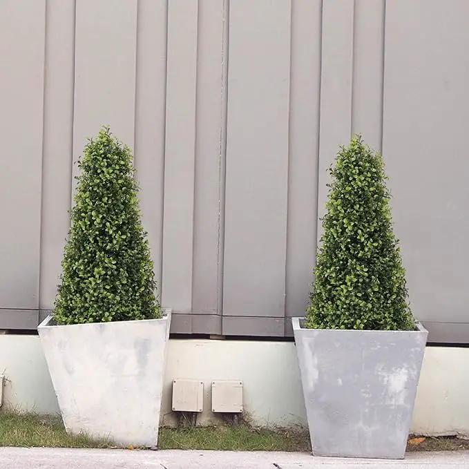 3ft Artificial Boxwood Topiary Trees (Set of 2) - UV Resistant Faux Plants Outdoor, Realistic 36in Fake Cone Bushes and Shrubs for Front Porch, Planter, Patio - Low Maintenance & Evergreen by GreenHaven Gardens