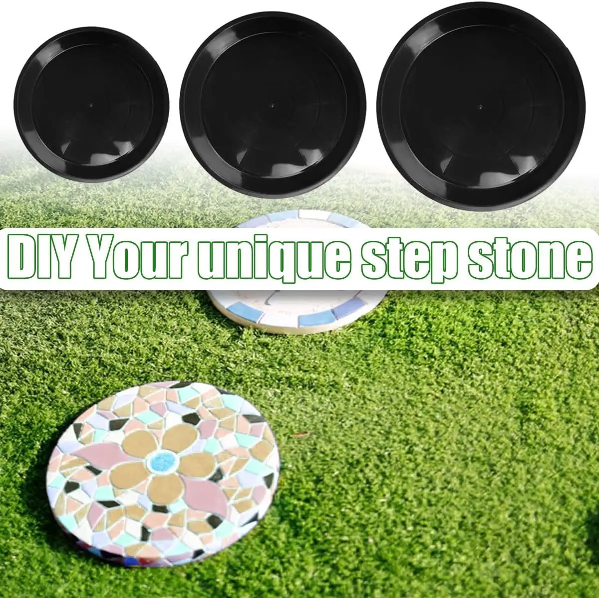 Reusable Mold Tray for Stepping Stone 3 Size Soft PlasticCement Molds for Concrete and Stained Glass Round by GreenHaven Gardens