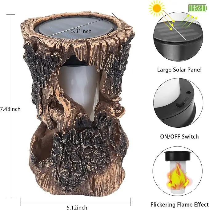 pearlstar Solar Lanterns Outdoor Tree Stump Fire Flame Light Halloween Decorative Solar Powered Lantern Waterproof Decor for Patio Garden Yard Pathway Lawn Deck,1PACK by GreenHaven Gardens