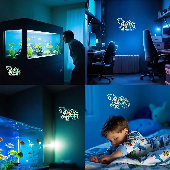 Fishing Neon Sign Dimmable Blue Fish Neon Signs for Wall Decor LED USB Powered Neon Light Sign for Fishing Gear Store Yacht Bedroom Scared Restaurant Man Cave Decoration Birthday Gifts by GreenHaven Gardens