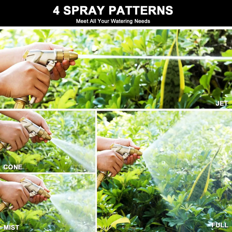 ESOW Heavy Duty Metal Garden Hose Nozzle, High Pressure Water Hose Nozzle with 4 Spray Patterns Rotating, Ideal for Outdoor Lawn & Garden Watering, Car & Pet Washing, Silver by GreenHaven Gardens