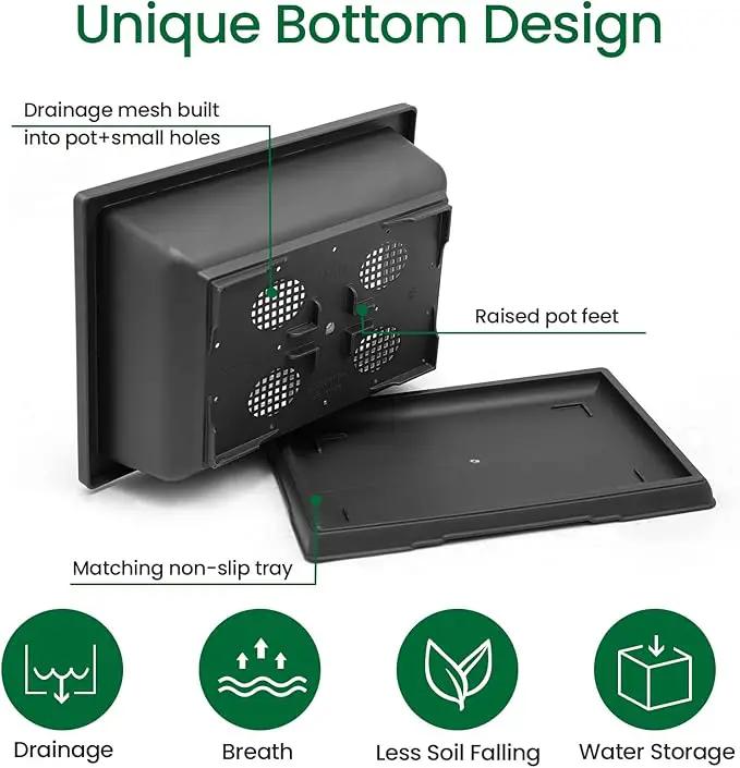 GROWNEER Large Bonsai Training Pots 3 Packs 14 Inch with Drainage Humidity Trays, Bonsai Tree Starter Kits with 1 Repotting Mat, Growing Rectangle Planter for Garden Yard Office Indoor Outdoor by GreenHaven Gardens