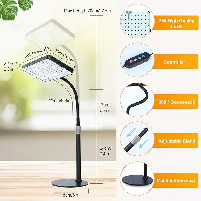FECiDA Grow Lights for Indoor Plants Full Spectrum, Desk Grow Light, 4/8/12 Hr Timer Table Top Houseplants Grow Lamp, 208PCS LEDs, 2000 Lumen, Bright Enough, 16"-24" Height Adjustable by GreenHaven Gardens