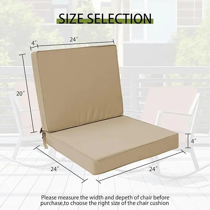 Outdoor Deep Seat Cushion Set 24" x 24", Water Repellent & Fade Resistant Cushion for Patio Furniture, Back & Seat Cushion with Removable Covers for Sofa, Couch, Beige by GreenHaven Gardens