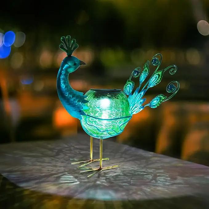 Solar Lantern Outdoor Decorative Waterproof LED Solar Lights Peacock Tabletop Lamp for Outdoor Patio Garden by GreenHaven Gardens
