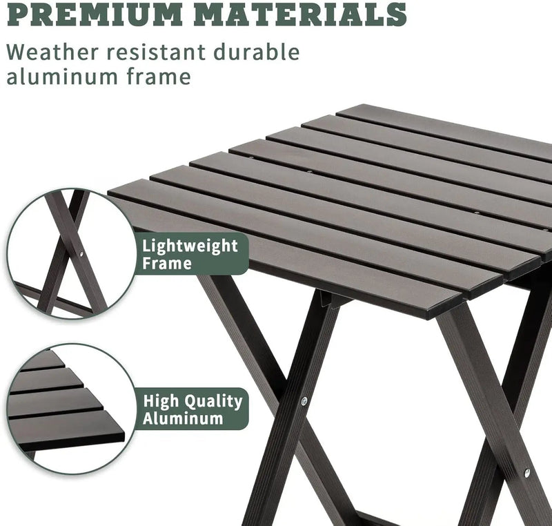 SUNNYFEEL Folding Camping Table - Lightweight Aluminum Portable Picnic Table, 18.5x18.5x24.5 Inch for Cooking, Beach, Hiking, Travel, Fishing, BBQ, Indoor Outdoor Small Foldable Camp Tables by GreenHaven Gardens