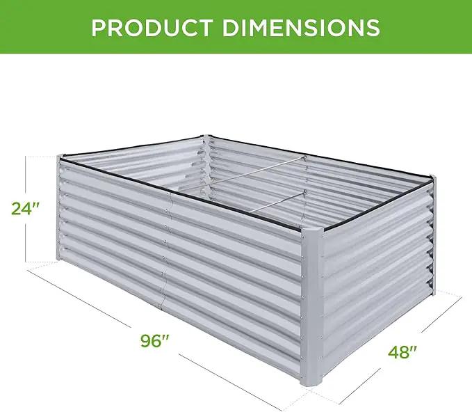 Best Choice Products 8x4x2ft Outdoor Metal Raised Garden Bed, Deep Root Planter Box for Vegetables, Flowers, Herbs, and Succulents w/ 478 Gallon Capacity - Moonlight Gray by GreenHaven Gardens