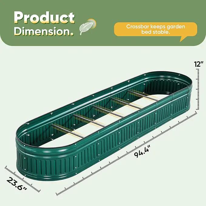 KING BIRD Raised Garden Bed Kit 2025 Upgraded Modular DIY Galvanized Planter Garden Box Outdoor for Gardening, Vegetables, Flowers, Elegant Roman Column Design, 94x24x12 in, Dark Green by GreenHaven Gardens