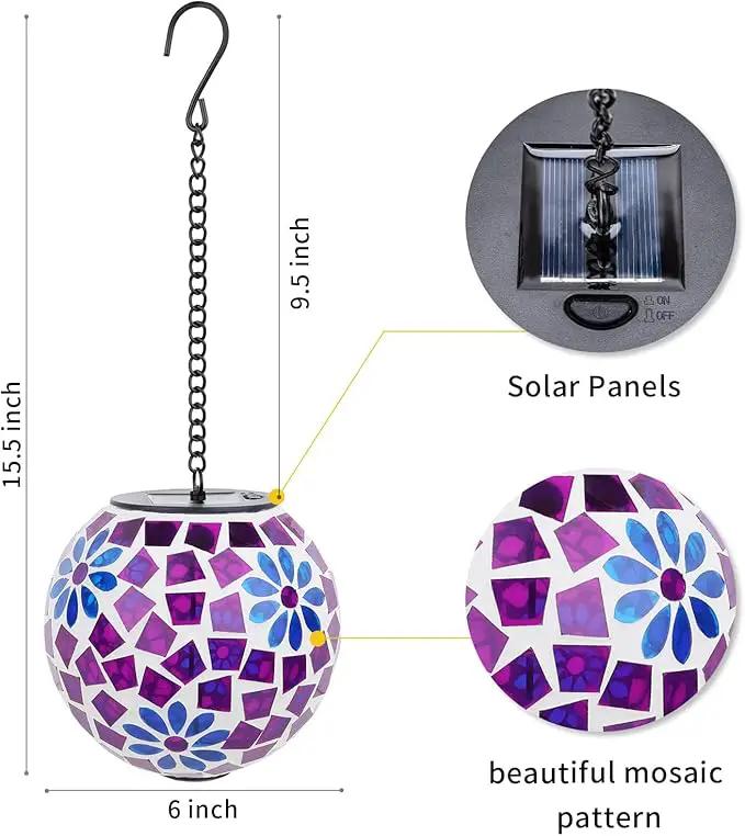 VCUTEKA Hanging Solar Lights Outdoor - Solar Powered Waterproof Landscape Lanterns with Mosaic Design for Patio, Yard, Garden and Pathway Decoration by GreenHaven Gardens