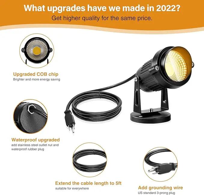 LemonBest Landscape Lights - 5W 110V Outdoor Spotlight - Waterproof IP65-3000K Warm White LED Landscape Lights - 5ft Cable for Yard Garden Patio Driveway House (Include Spike) (6 Pack) by GreenHaven Gardens