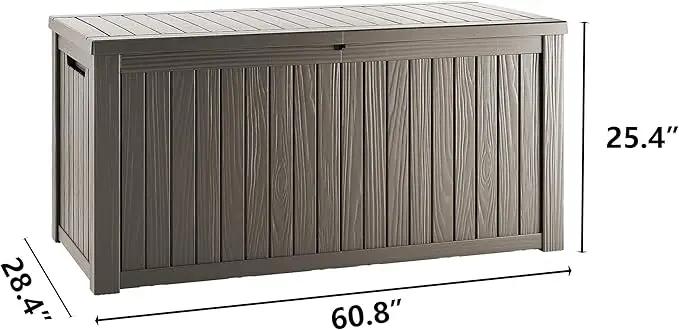 180 Gallon Outdoor Storage Deck Box - Large Waterproof Resin Bin for Delivery Boxes Outside, Lockable Storage for Patio/Pool Cushions & Tools, UV-Resistant, Granite Grey by GreenHaven Gardens