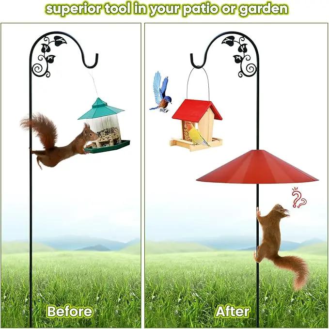 24-inch Large Squirrel Proof Bird Feeders for Outside Hanging, Outdoor Squirrel Baffles for Bird Feeders Pole, Red Color by GreenHaven Gardens
