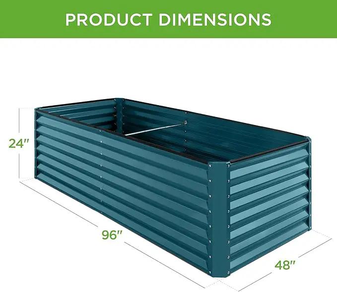 Best Choice Products 8x4x2ft Outdoor Metal Raised Garden Bed, Deep Root Planter Box for Vegetables, Flowers, Herbs, and Succulents w/ 478 Gallon Capacity - Peacock Blue by GreenHaven Gardens