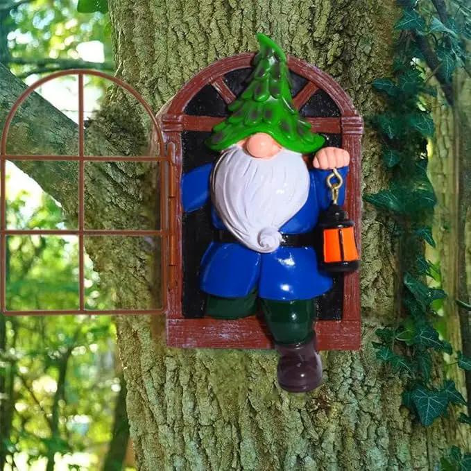 Whimsical Fairy Garden Gnome Statue, Tree Faces Decor Outdoor -5.9 Inch, Funny Garden Tree Decoration,Ideal Patio Yard Lawn Porch Decoration by GreenHaven Gardens