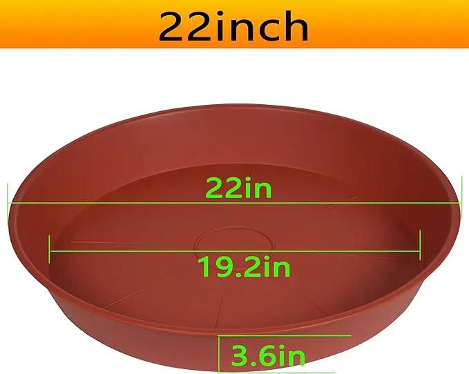 2 Pack of 20 22 inch Plant Saucer (19.1 inch Base), 3.6" Depth Tray, Large Deep Heavy Duty Saucers for Pots, Garden Bird Bath Bowl, Plant Trays for Indoors Outdoor (21", Terracotta) by GreenHaven Gardens