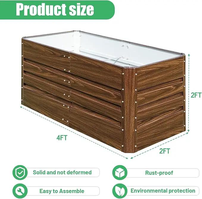 SnugNiture 4x2x2FT Raised Garden Bed Galvanized Planter Garden Boxes Outdoor, Deep Root Planter Raised Bed for Vegetables Flowers Herbs,Brown by GreenHaven Gardens