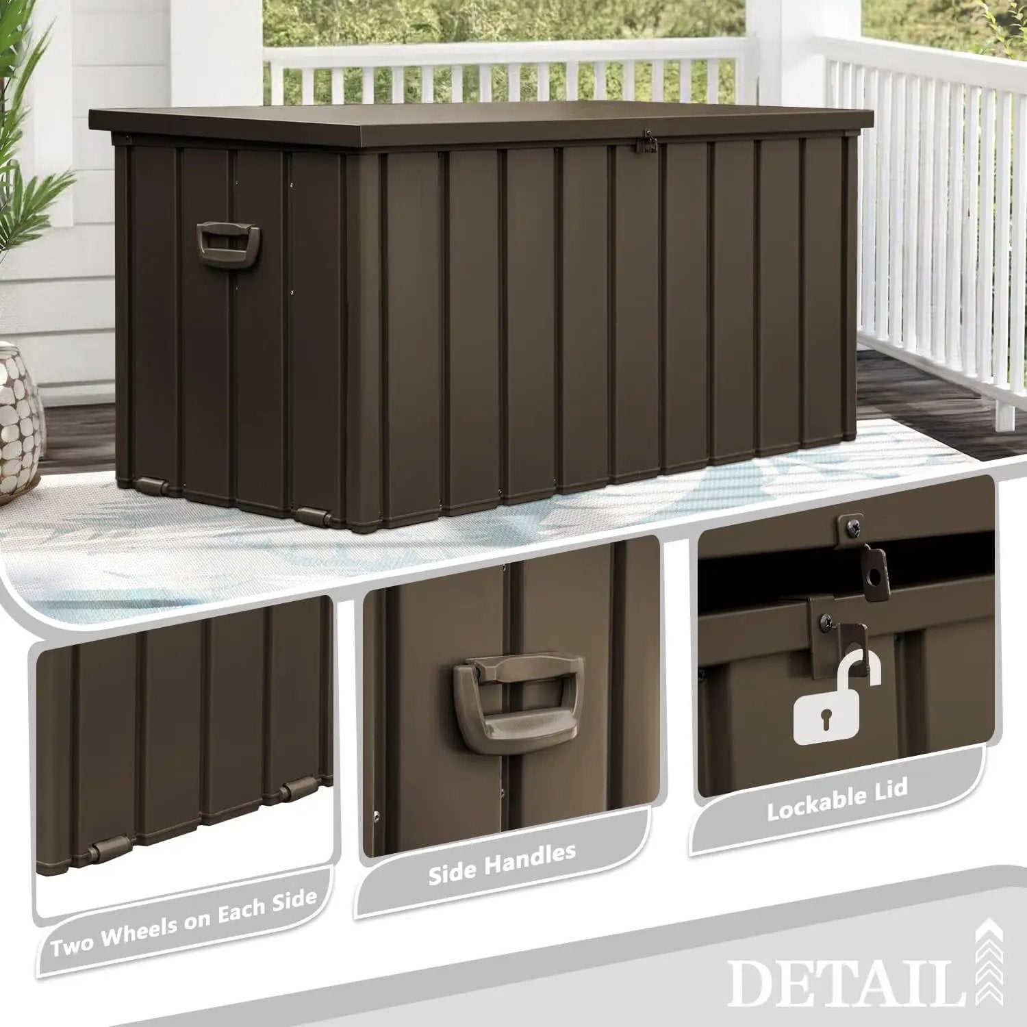 Domi 120-Gallon Outdoor Storage Box – Waterproof, Lockable Storage Cabinet for Patio Furniture, Garden Tools & Pool Supplies – Large Metal Storage for Cushions, Toys & More by GreenHaven Gardens