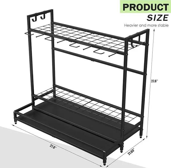 Garden Tool Rack Organizer for Garage Yard Tool Storage, Garden Tools Storage for Organization Black Metal Gardens Tools Holder for Yard Shed Garage by GreenHaven Gardens