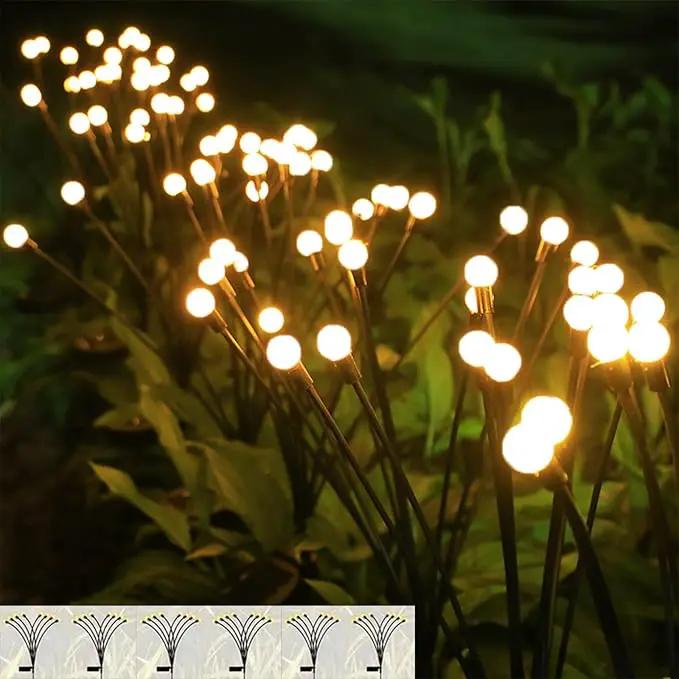 Solar Garden Lights - 6 Pack 60 LED, Waterproof Outdoor Decor for Yard, Patio & Garden (Warm White) by GreenHaven Gardens
