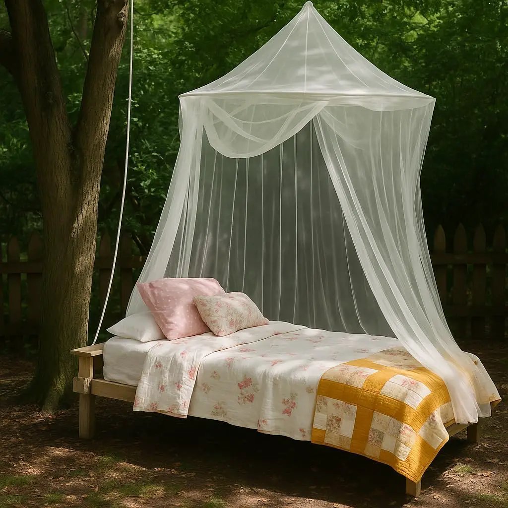 Large Mosquito Net for Bed or Outdoor Patio | 5FT Diameter Top Ring | Conical Shape Bed Canopy with Wide Base | Insect Netting for Bedroom, Garden, Gazebo, Balcony & Terrace | Outside Bug Protection by GreenHaven Gardens