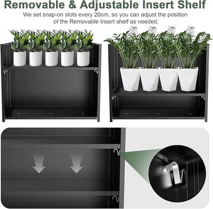 Tall Metal Cube Planter for Outdoor Plants 30" L x 12" W x 24" H, Heavy Duty Steel Large Planter Box with Removable Insert Shelf, Modern Décor for Tall Plants, Trees, Flowers (Black) by GreenHaven Gardens