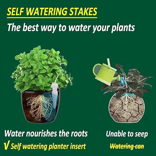 Self Watering Planter Insert, New Plant Watering Devices with Flow Regulator, Upgrade Self Watering Spikes with Controller, Vacation Drip Irrigation System Protect Your Plants (2 PCS) by GreenHaven Gardens