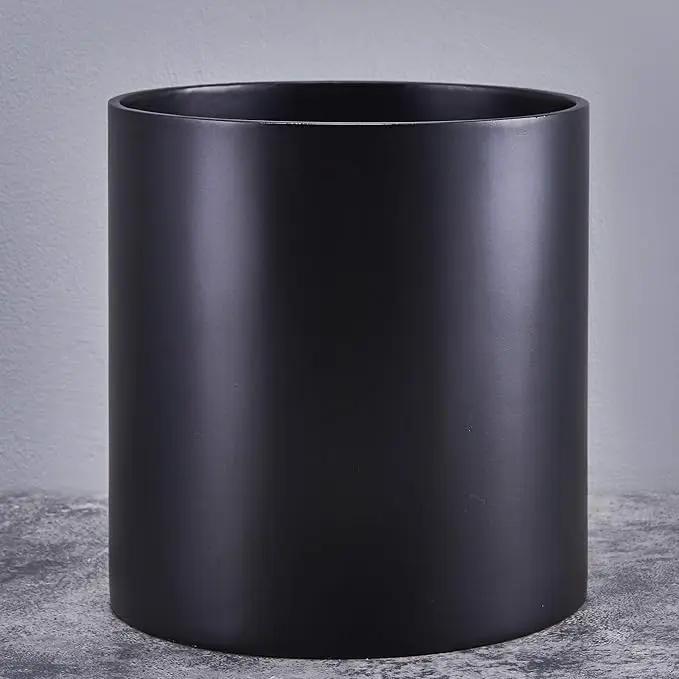 FaithLand Plant Pot 14 inch - Perfectly Fits Mid-Century Modern Plant Stand - Drainage Plug and Drainage Mesh Screen - Matte Black by GreenHaven Gardens