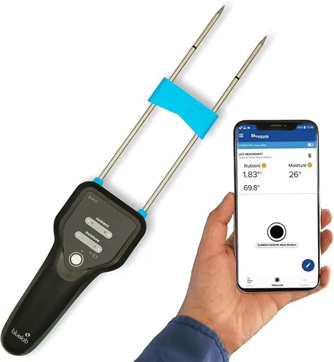 Bluelab Pulse Meter - Handheld Digital Soil Meter Measures Nutrients (TDS), Moisture & Temperature directly from the Root Zone - Grow Healthier Plants with Fast, Accurate Measurements by GreenHaven Gardens