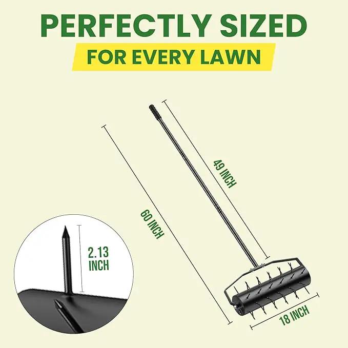 Manual Roller Lawn Aerator,Heavy-Duty Hand Lawn Aerator with Pre-Attached Spike for Yard and Garden,Easy-to-Assemble Lawn Aerator Tool for Compact Soil,Lawn Aerator for Lawn Care (Black) by GreenHaven Gardens