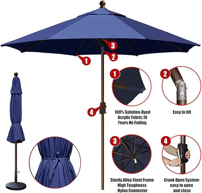 EliteShade USA 10-Year-Non-Fading 10Ft Market Umbrella Patio Umbrella Outdoor Table Umbrella with Ventilation, Navy Blue by GreenHaven Gardens