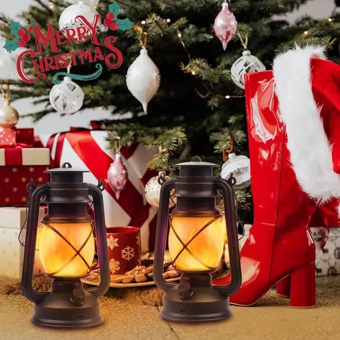 Lantern LED Battery Powered Camping Lamp Outdoor Hanging Lantern Flickering Flame Rechargeable Retro Lanterns Remote Control 4 Modes Light Non-Solar 2 Pack by GreenHaven Gardens