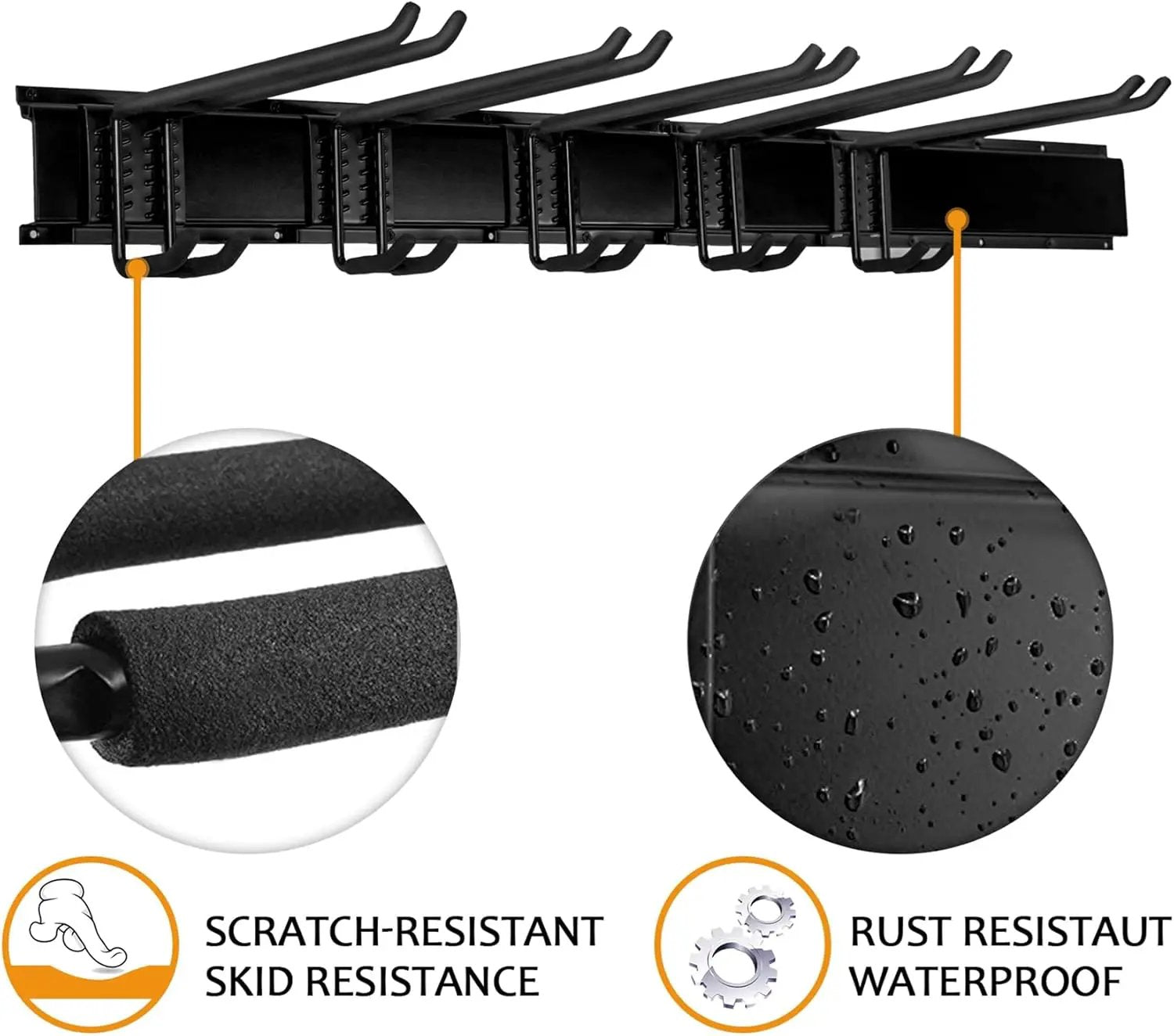 TORACK Garage Storage Organizer Systems, Wall Mount Overhead shelving, 48 inch Heavy Duty Steel Tool Racks, 6-Pack 12'' Double Hooks, 48 inch by 7 inch Floating Shelves, up to 1200Ibs by GreenHaven Gardens