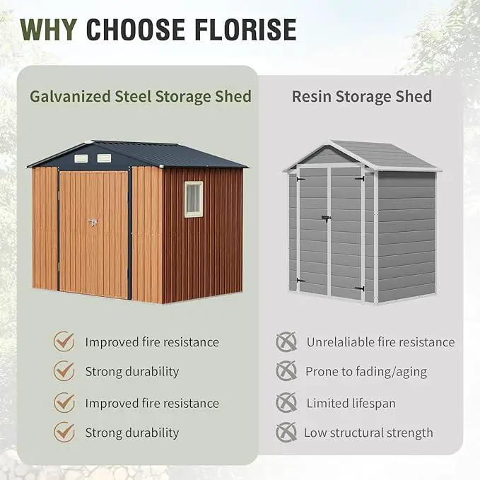 8x6 Ft Storage Shed, Large Outdoor Shed with Window, Lockable Doors, Outside Steel Shed for Garden, Backyard, Lawn, Patio Utility, Tool Storage by GreenHaven Gardens