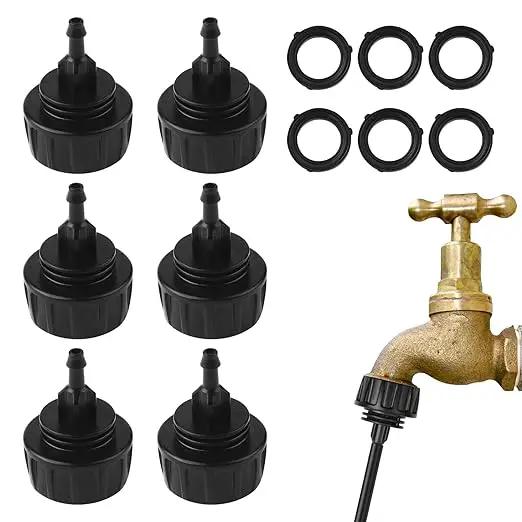 6 PCS 1/4 Inch Drip Irrigation Hose Connector, Drip Irrigation Tubing Fittings Convert 3/4" Garden Hose to 1/4" Drip Tubing, Faucet to Garden Hose Adapter Drip System Parts for Irrigation Kits(Black) by GreenHaven Gardens