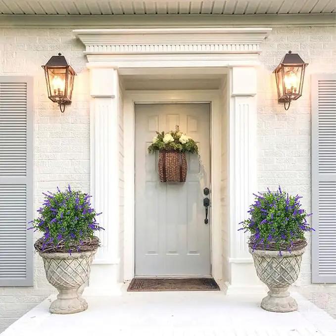 23.6" Artificial Lavender Topiary Ball Trees with Ground Spike, 2 Pack Faux Potted Plants with UV Resistant Purple Flowers for Indoor Outdoor Home Garden Patio Porch Decoration by GreenHaven Gardens
