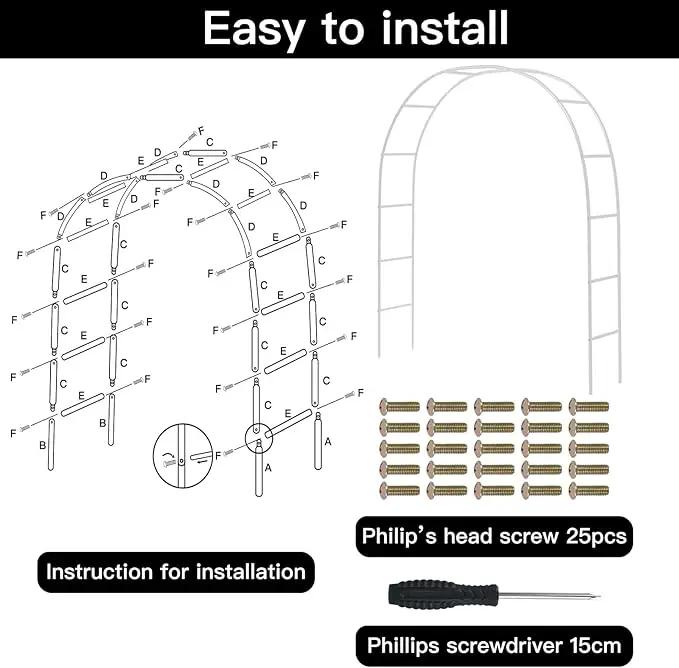 RUBFAC Metal Garden Arch, Wedding & Event Decoration, Garden Trellis for Climbing Plants, Assemble Freely 2 Sizes for Various Climbing Plant Roses Vines Bridal Party Decoration White, 1 Pack by GreenHaven Gardens