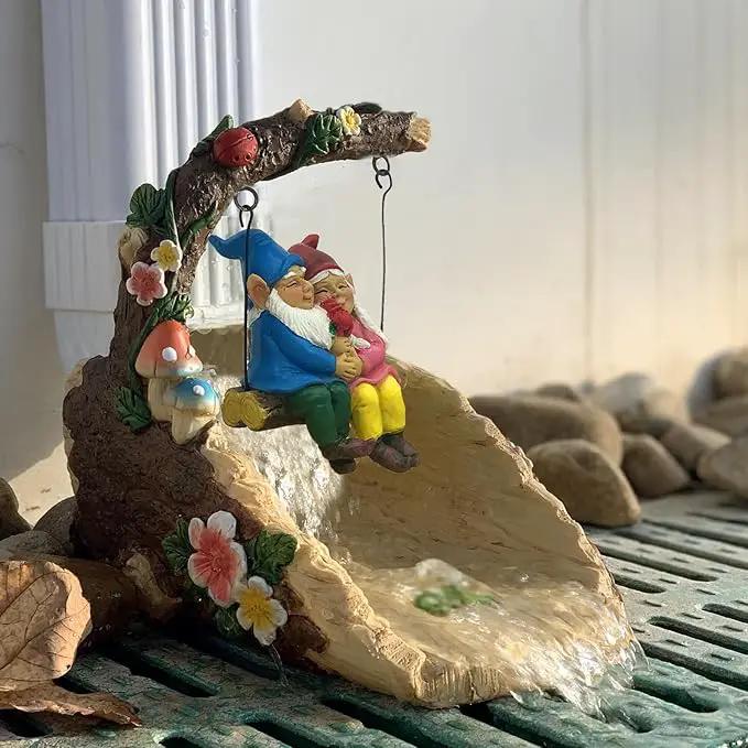 Gnome On The Swing Gutter Downspout Extension Decoration,Rain Downspout Diverter Garden Statue,Decorative Gutter Extension,Downspout Splash Block,Animal Resin Statue Outdoor Décor by GreenHaven Gardens