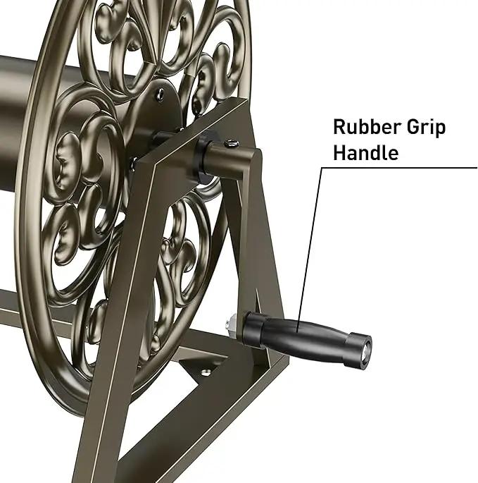 GOFORWILD Garden Wall/Floor Mount Hose Reel, Decorative Hose Reel, Garden Heavy-Duty Water Hose Holder Winder, Holds 200-Feet of 5/8-Inch Hose by GreenHaven Gardens