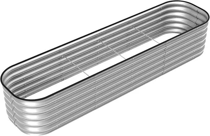 8×2×1.5 ft Galvanized 0.7mm Thickness Steel Raised Garden Bed,Modular Planter for Gardening, Vegetables Bed, Flowers Bed,17" Tall Metal Raised Garden Beds Outdoor-Silver. by GreenHaven Gardens